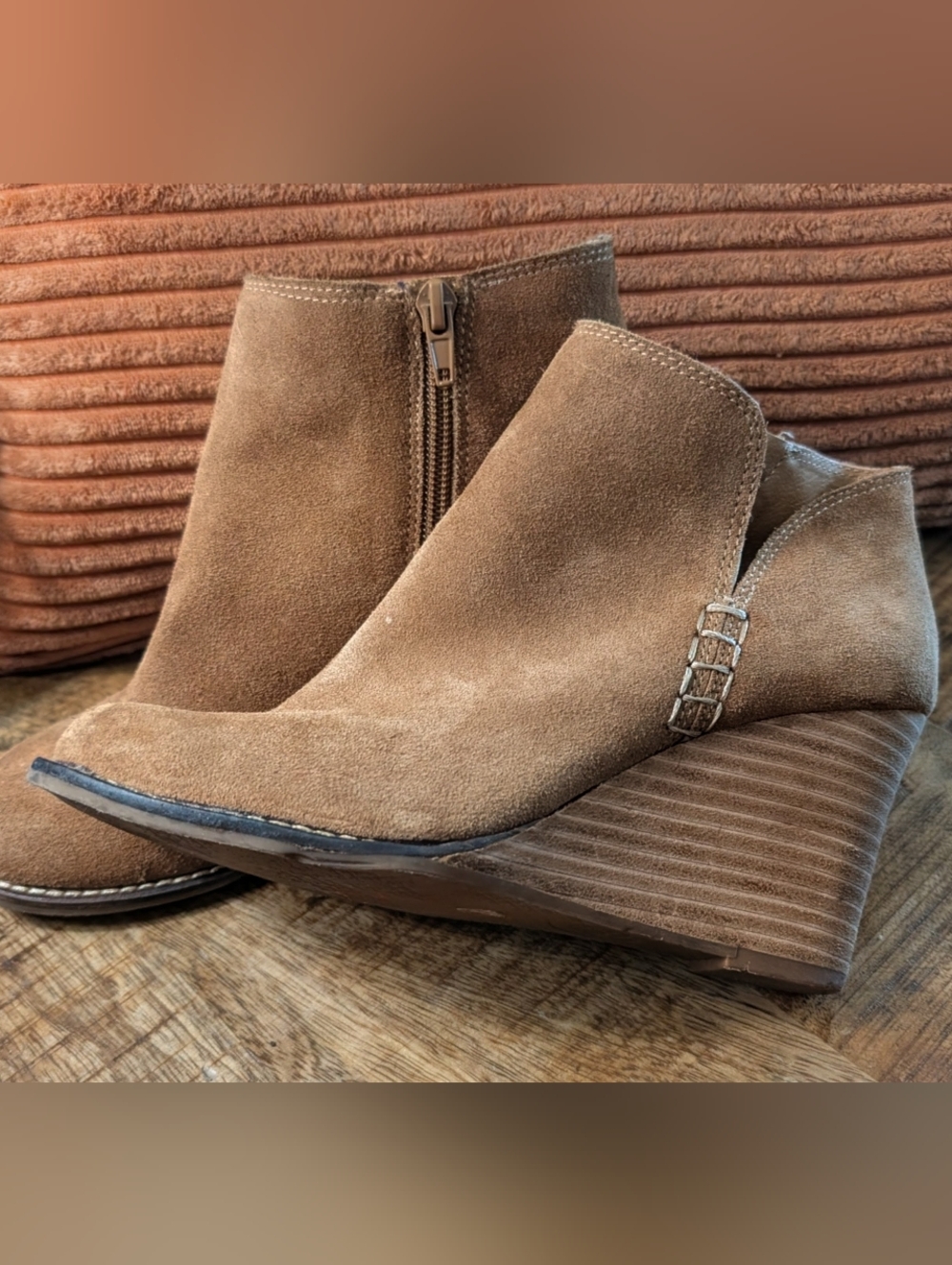 Women's Brown Suede Wedge Ankle Boot